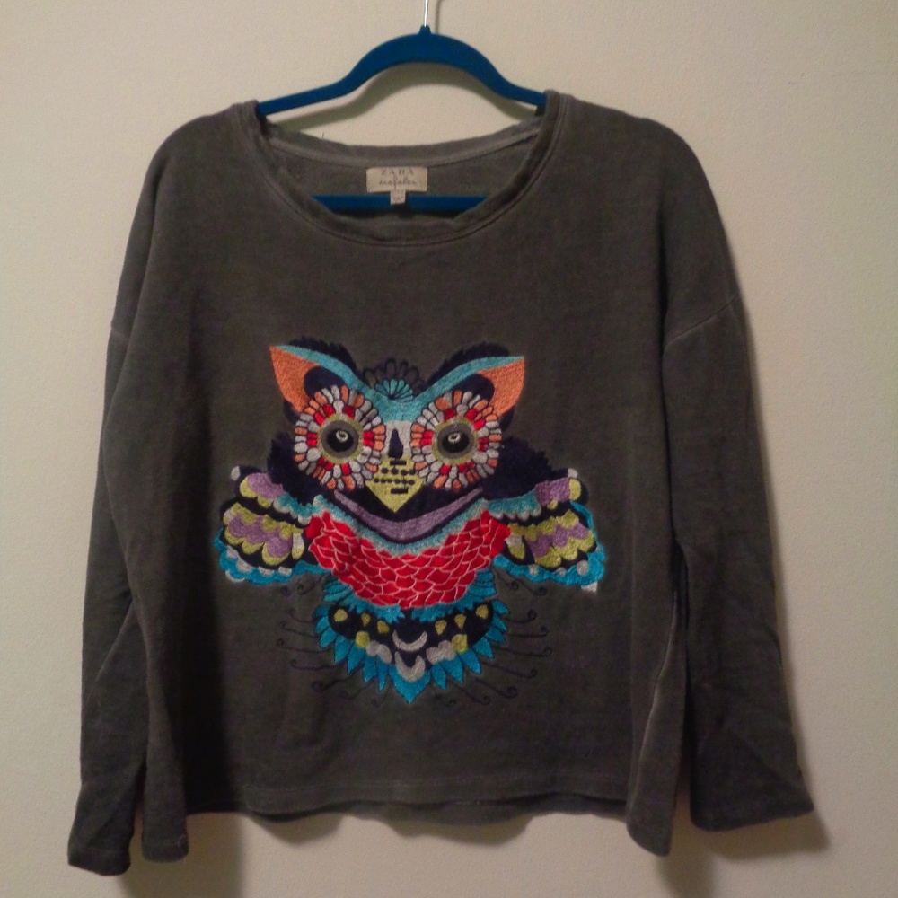 Zara Trafaluc Embroidered Women's Top Size Medium